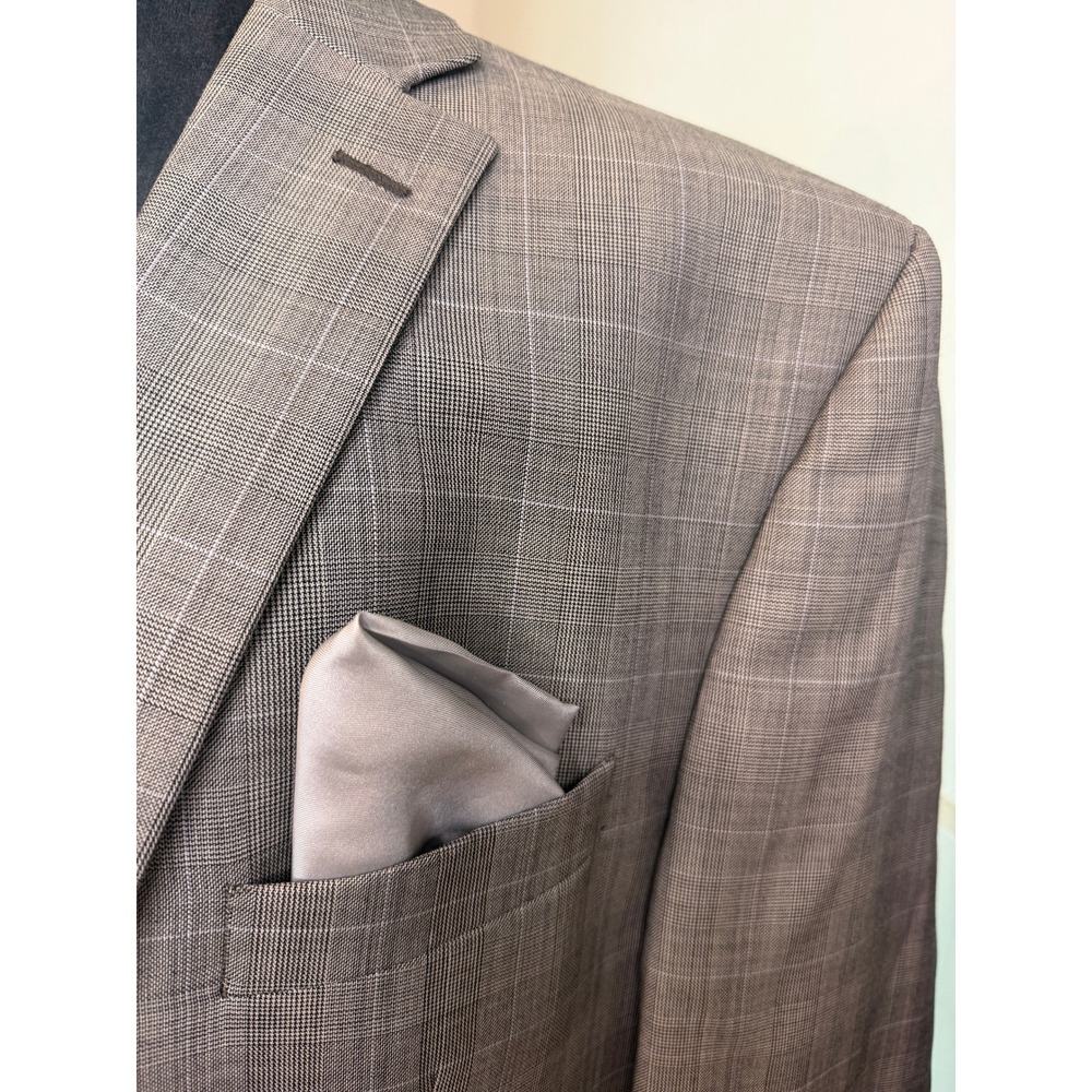 Lauren Ralph Lauren Mens 46R Grey Glen Plaid 100% Wool Suit Pleated Cuffed - Picture 4 of 15